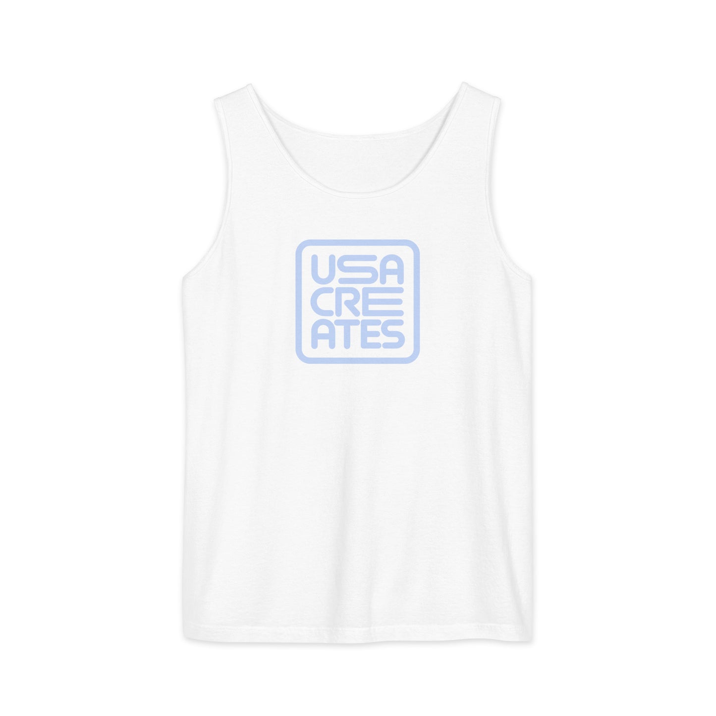 USA CREATES Signature Tank Gray, white front view with gray USA CREATES mark