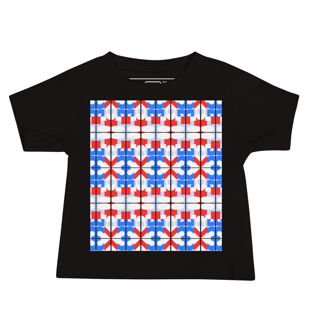 USA CREATES 250 Icon Baby Tee, black front view with red, white, and blue 250 artwork