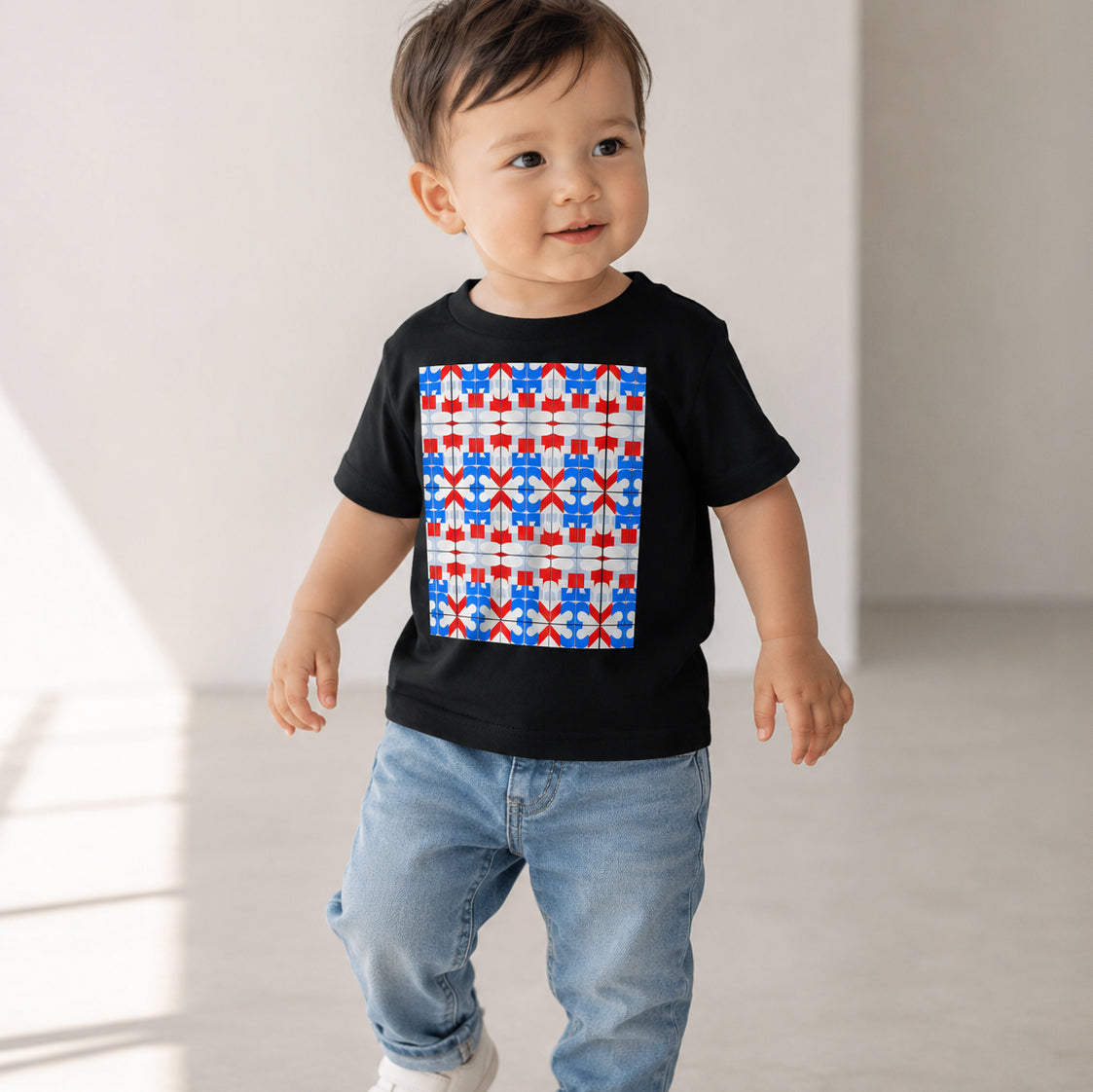 USA CREATES 250 Icon Baby Tee, black version shown in infant editorial portrait