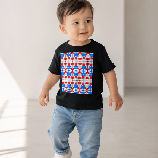 USA CREATES 250 Icon Baby Tee, black version shown in infant editorial portrait