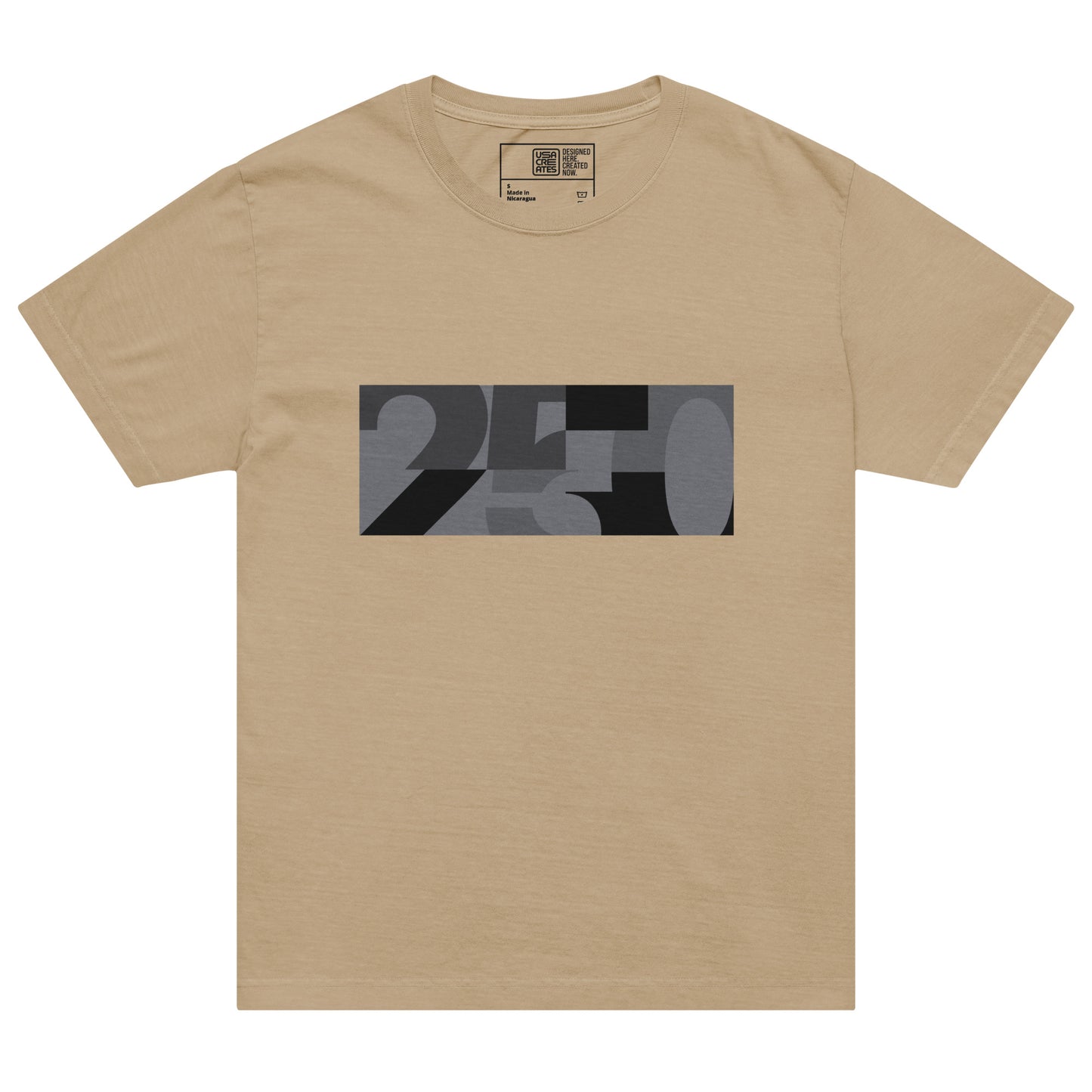 USA CREATES 250 Icon Block Tee Neutral, sand front view with tonal 250 block artwork