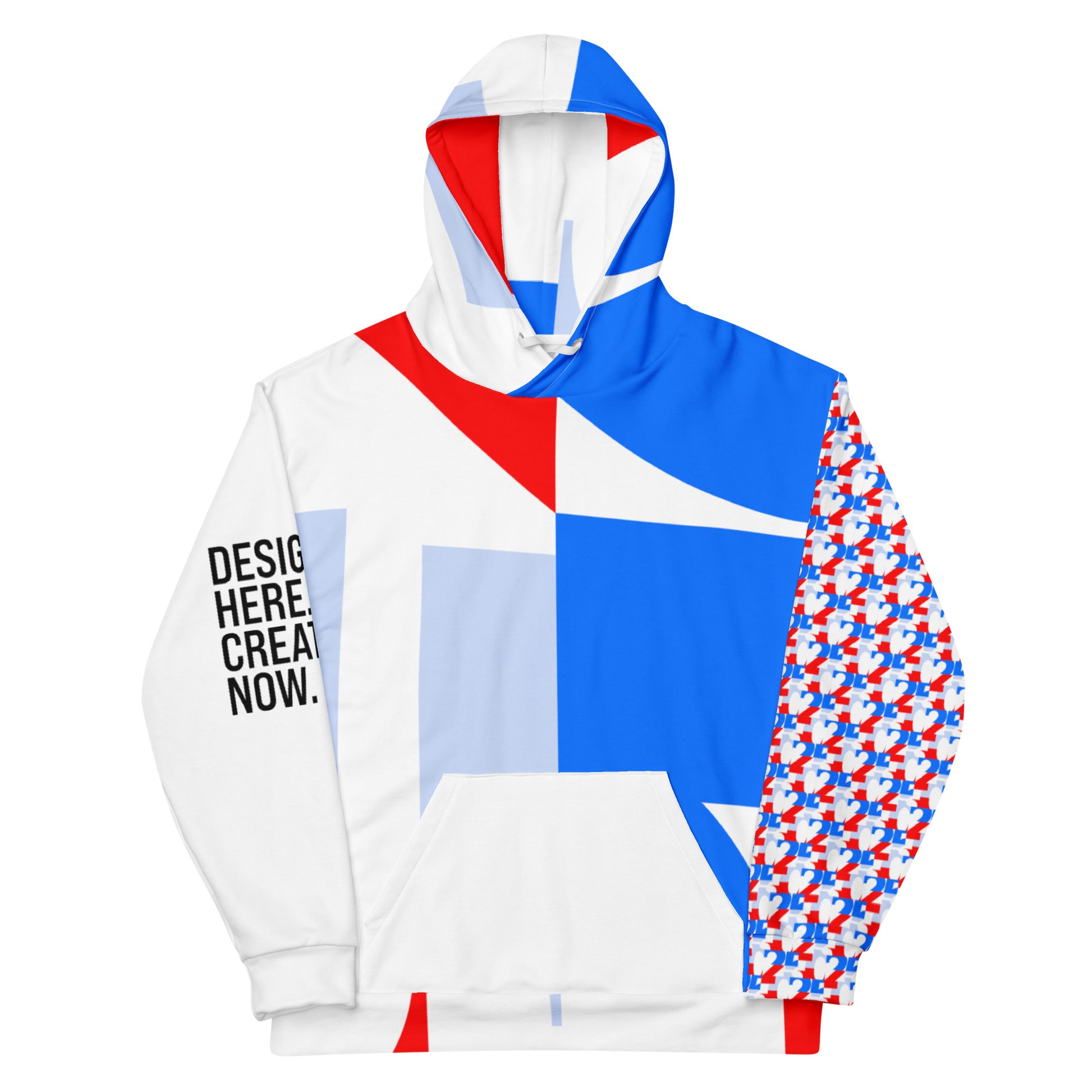 USA CREATES 250 Icon Hoodie RWB, front view with full-surface red, white, and blue 250 artwork