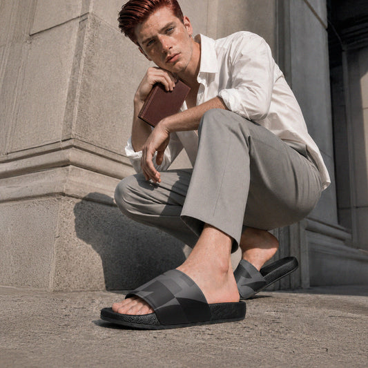 USA CREATES 250 Icon Men's Slides Neutral, shown in modern editorial styling