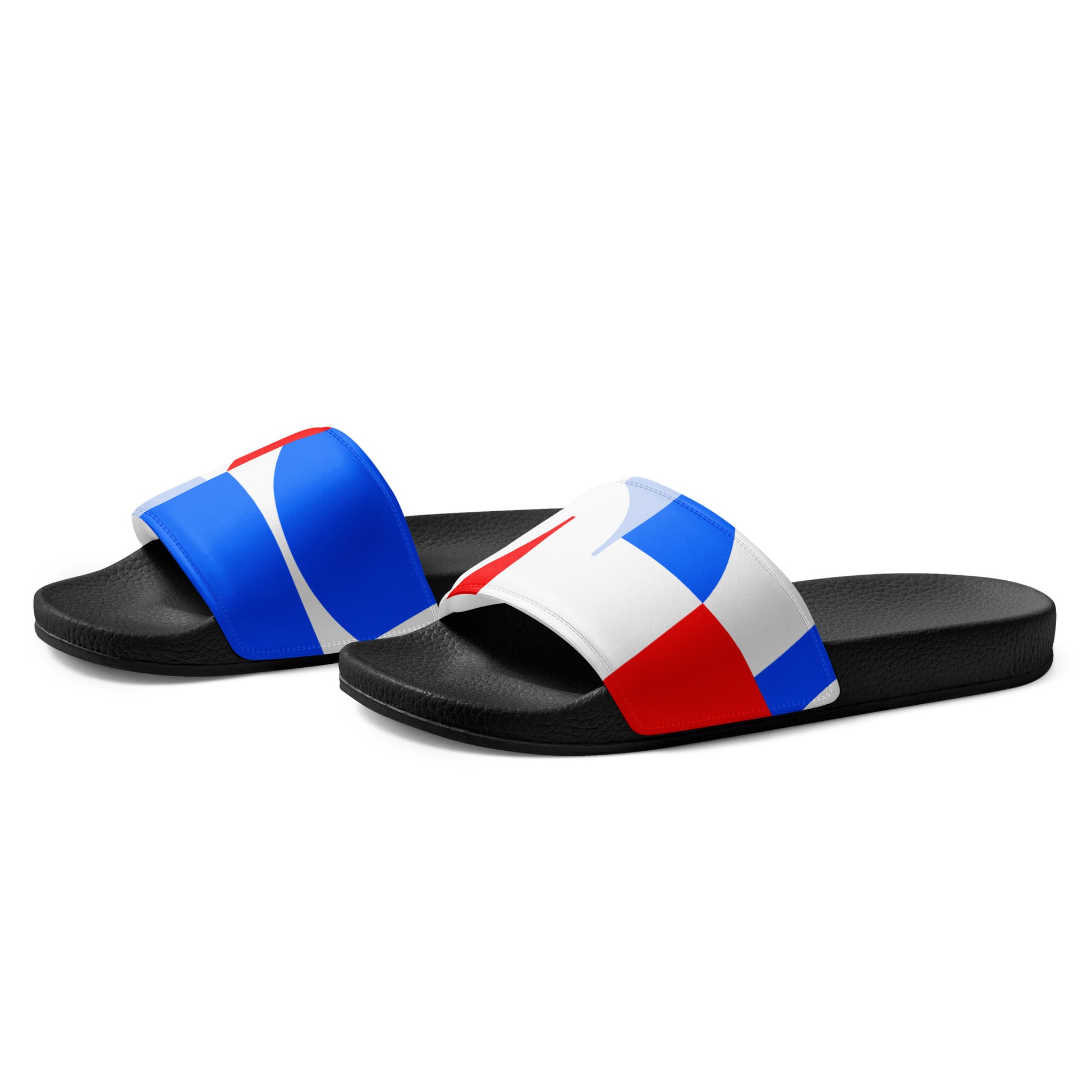 USA CREATES 250 Icon Men's Slides RWB, black sole left front view