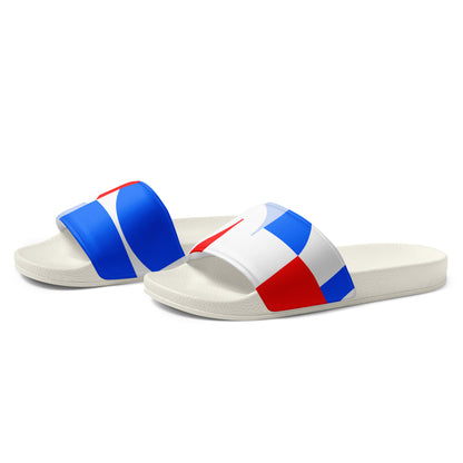 USA CREATES 250 Icon Men's Slides RWB, white sole left front view