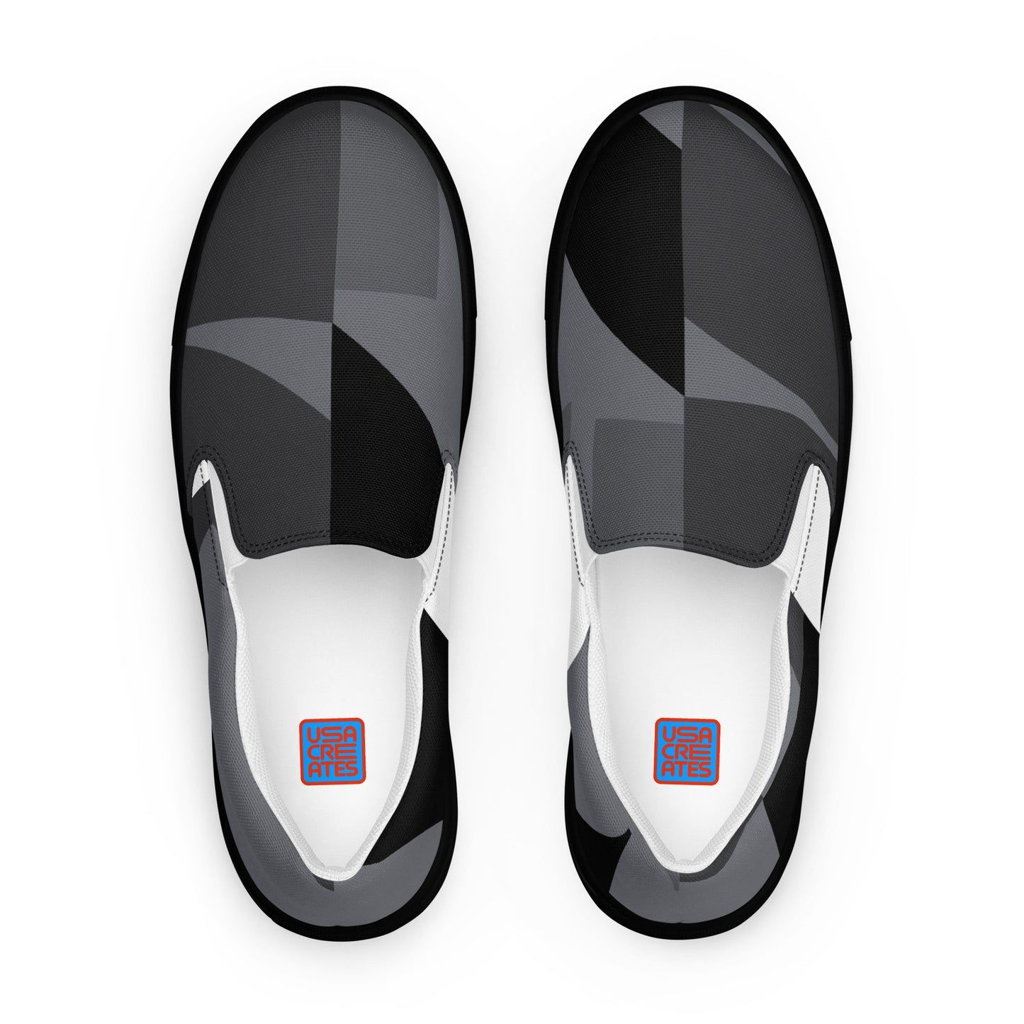 USA CREATES 250 Icon Men's Slip-On Neutral, black sole front view with tonal 250 canvas artwork