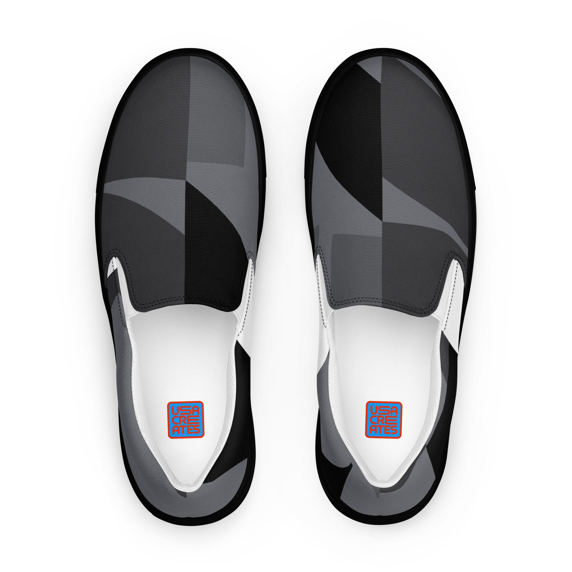 USA CREATES 250 Icon Men's Slip-On Neutral, black sole front view with tonal 250 canvas artwork