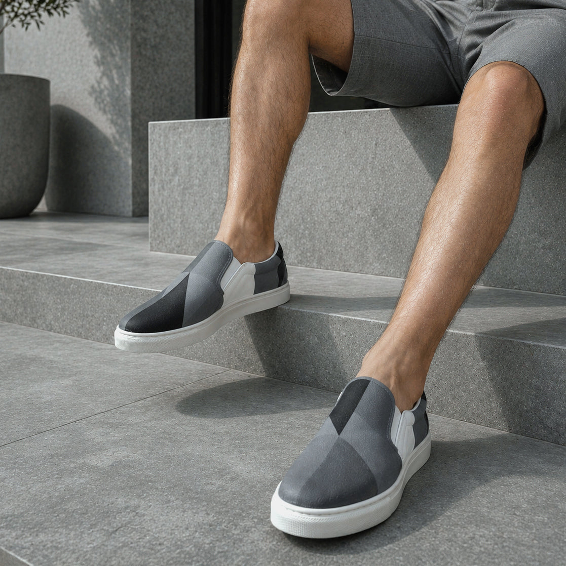 USA CREATES 250 Icon Men's Slip-On Neutral, white sole with tonal 250 canvas artwork outdoor setting