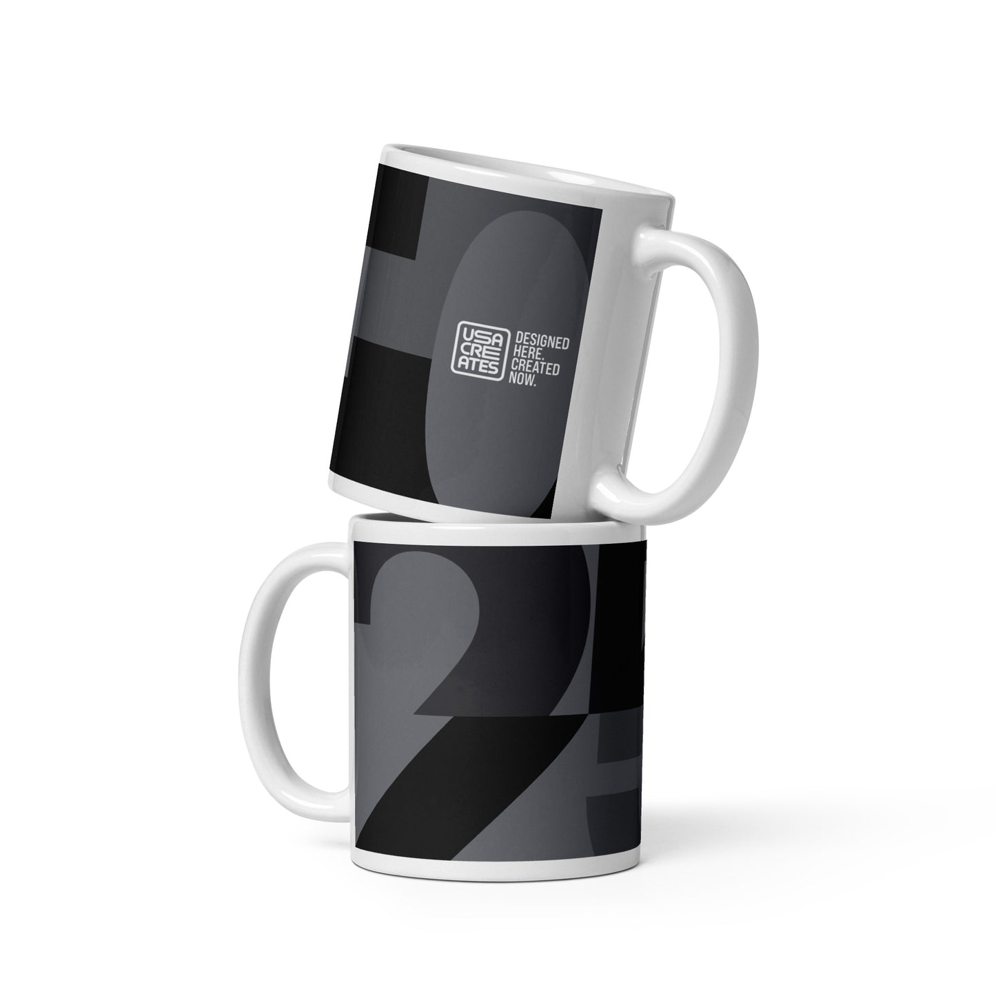 USA CREATES 250 Icon Mug Neutral, 11 oz front view with tonal 250 design