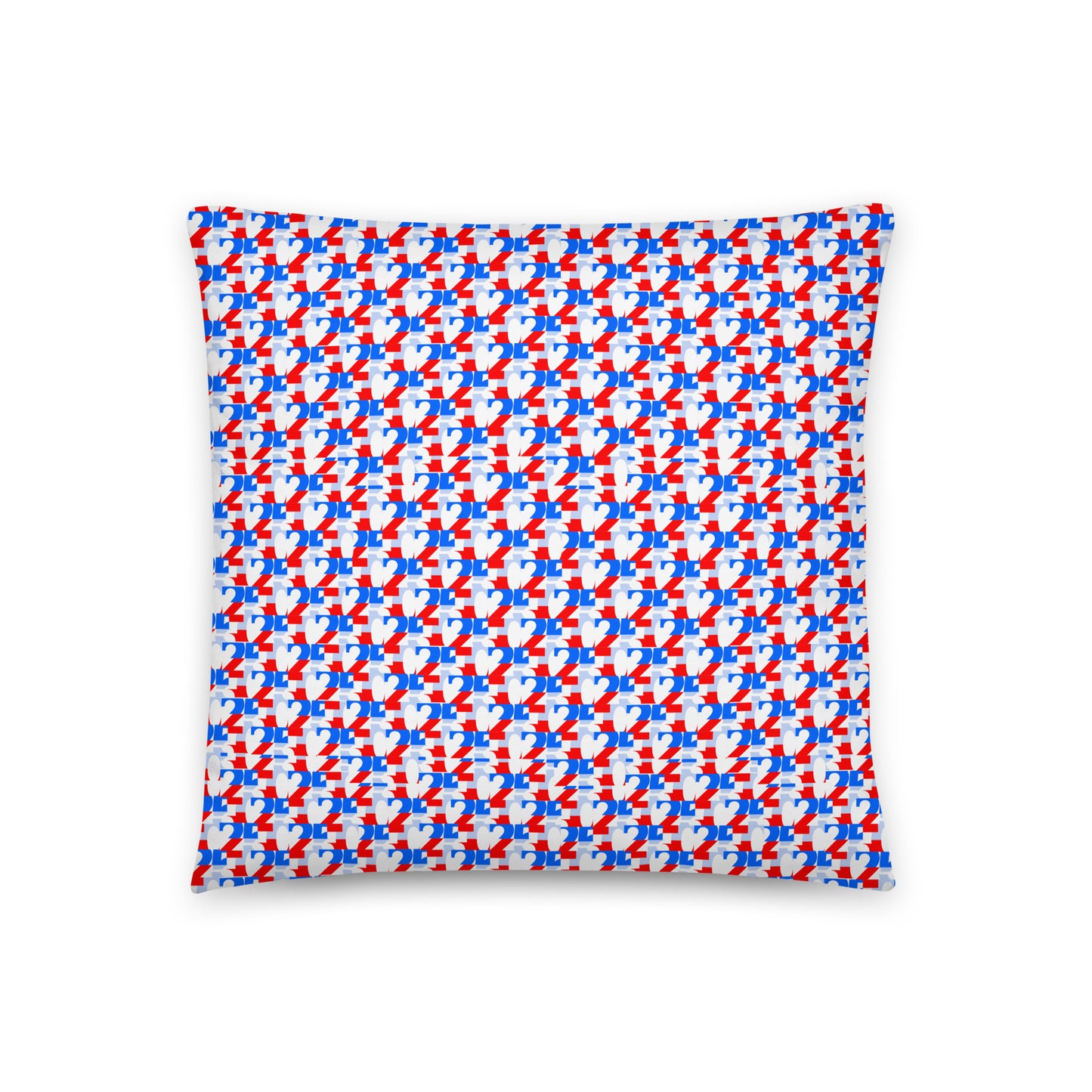 USA CREATES 250 Icon Pillow RWB, 18x18 front view with red, white, and blue 250 pattern