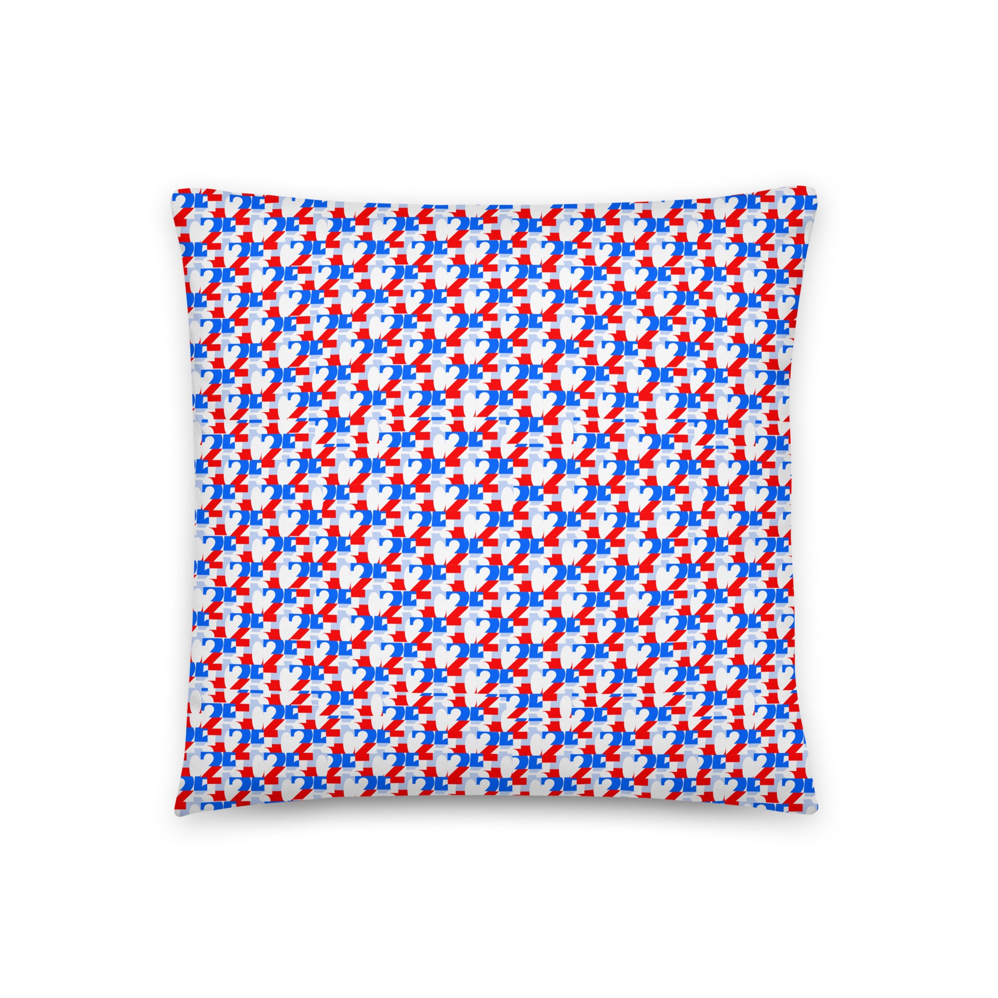 USA CREATES 250 Icon Pillow RWB, 18x18 front view with red, white, and blue 250 pattern