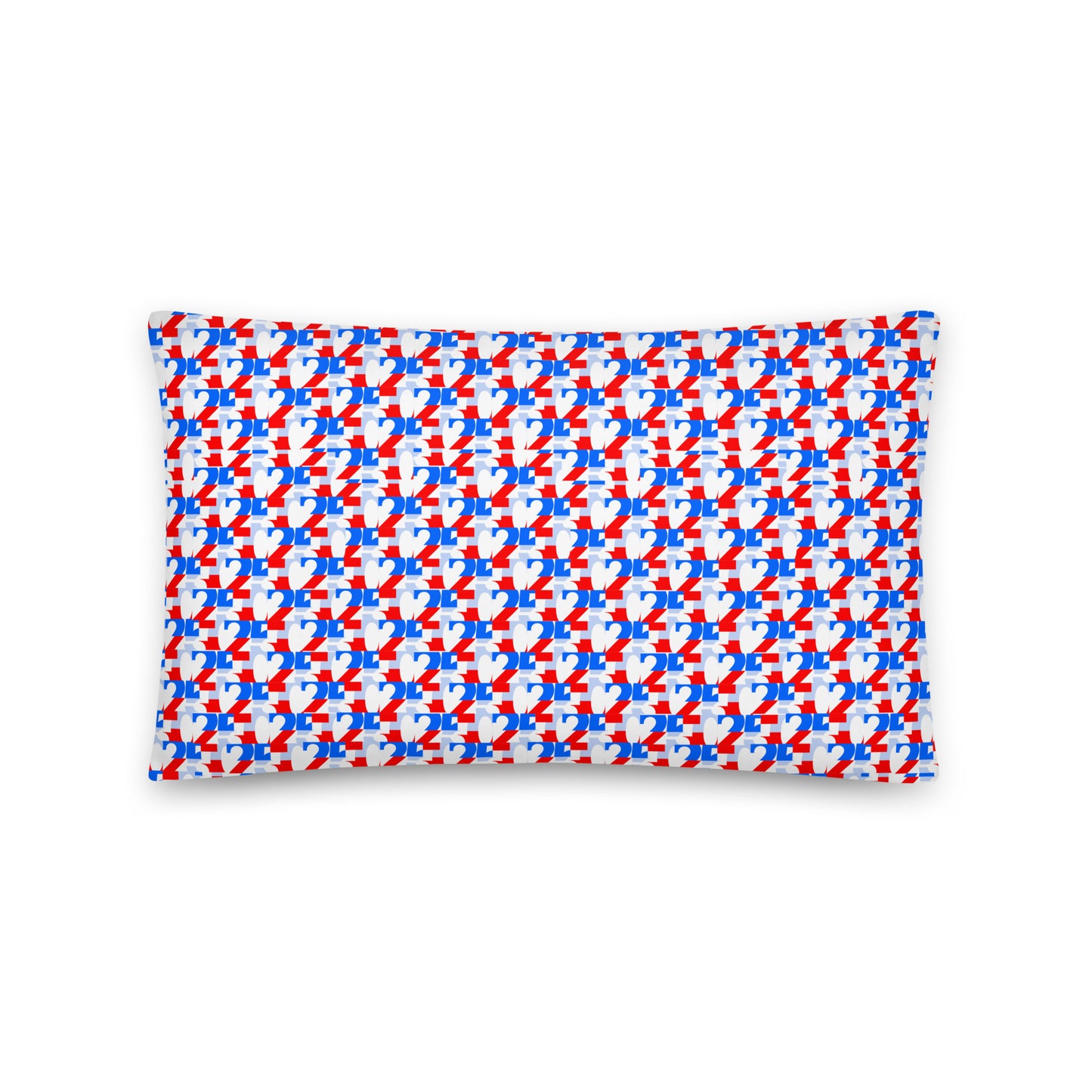 USA CREATES 250 Icon Pillow RWB, 20x12 front view with red, white, and blue 250 pattern