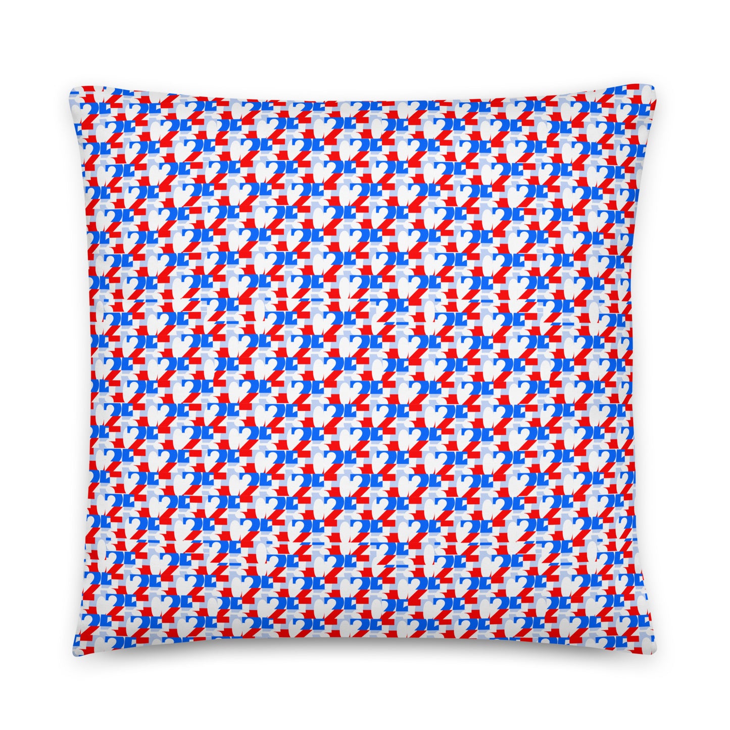 USA CREATES 250 Icon Pillow RWB, 22x22 front view with red, white, and blue 250 pattern