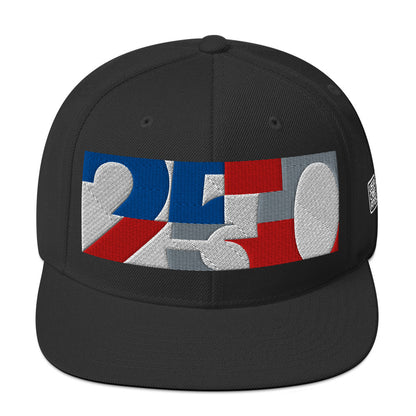 USA CREATES 250 Icon Snapback, black front view with embroidered 250 icon