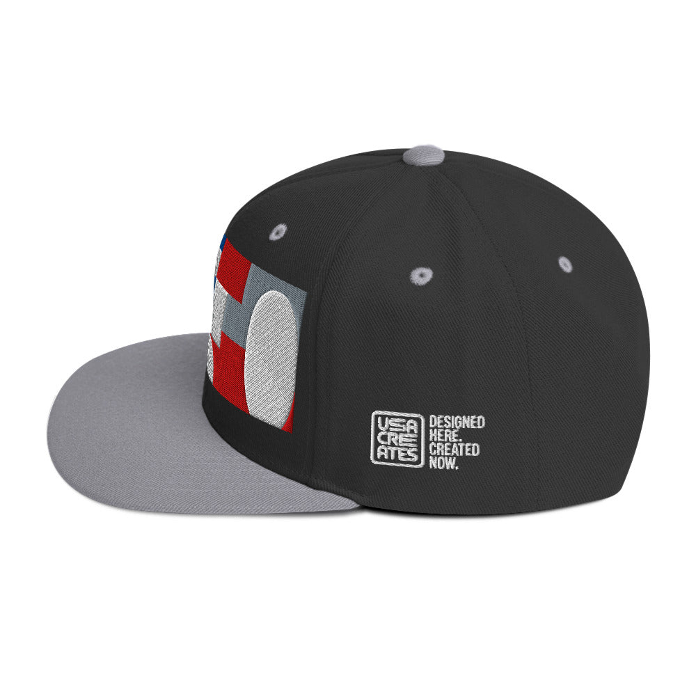 USA CREATES 250 Icon Snapback, black and silver left side view