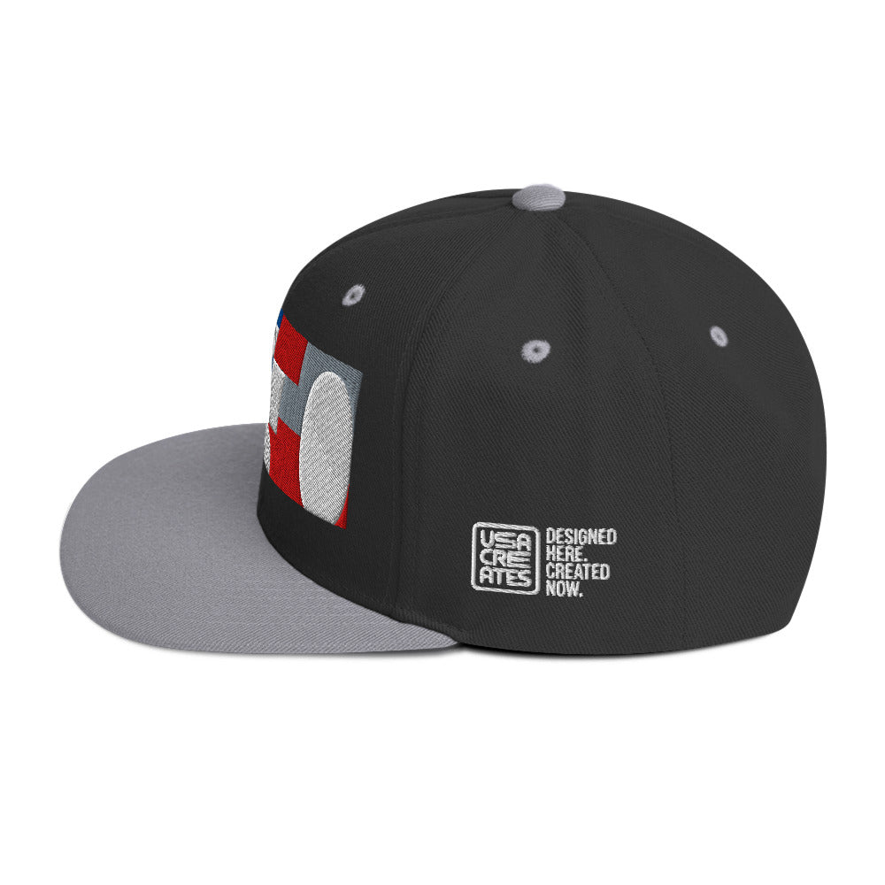 USA CREATES 250 Icon Snapback, black and silver left side view