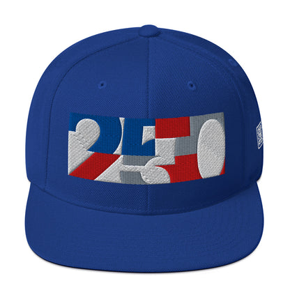 USA CREATES 250 Icon Snapback, blue front view with embroidered 250 icon