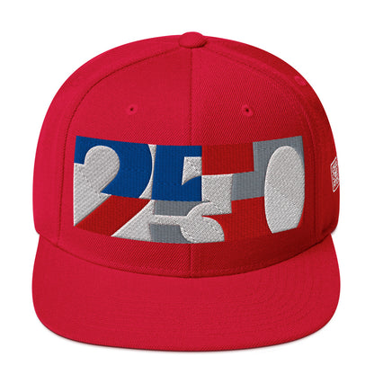 USA CREATES 250 Icon Snapback, red front view with embroidered 250 icon