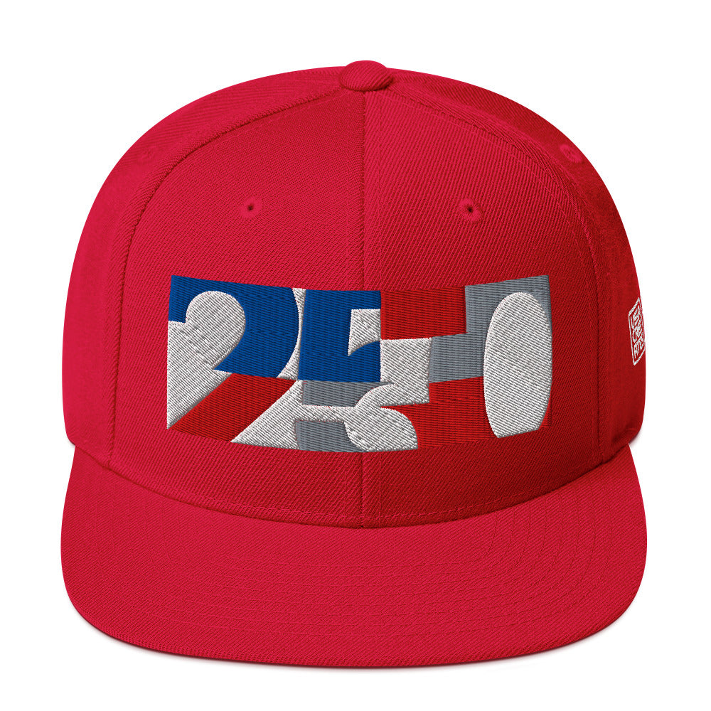 USA CREATES 250 Icon Snapback, red front view with embroidered 250 icon