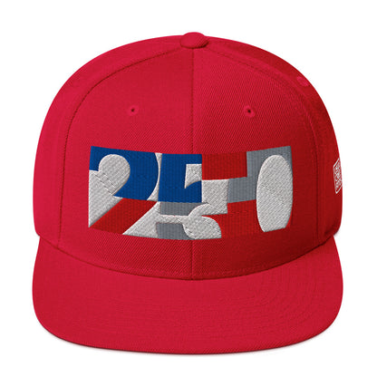 USA CREATES 250 Icon Snapback, red front view with embroidered 250 icon
