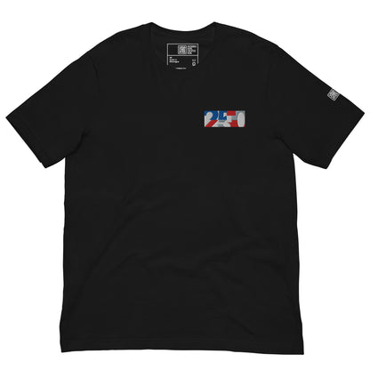 USA CREATES 250 Icon Tee RWB, black tee front view with red, white, and blue 250 chest and sleeve detail