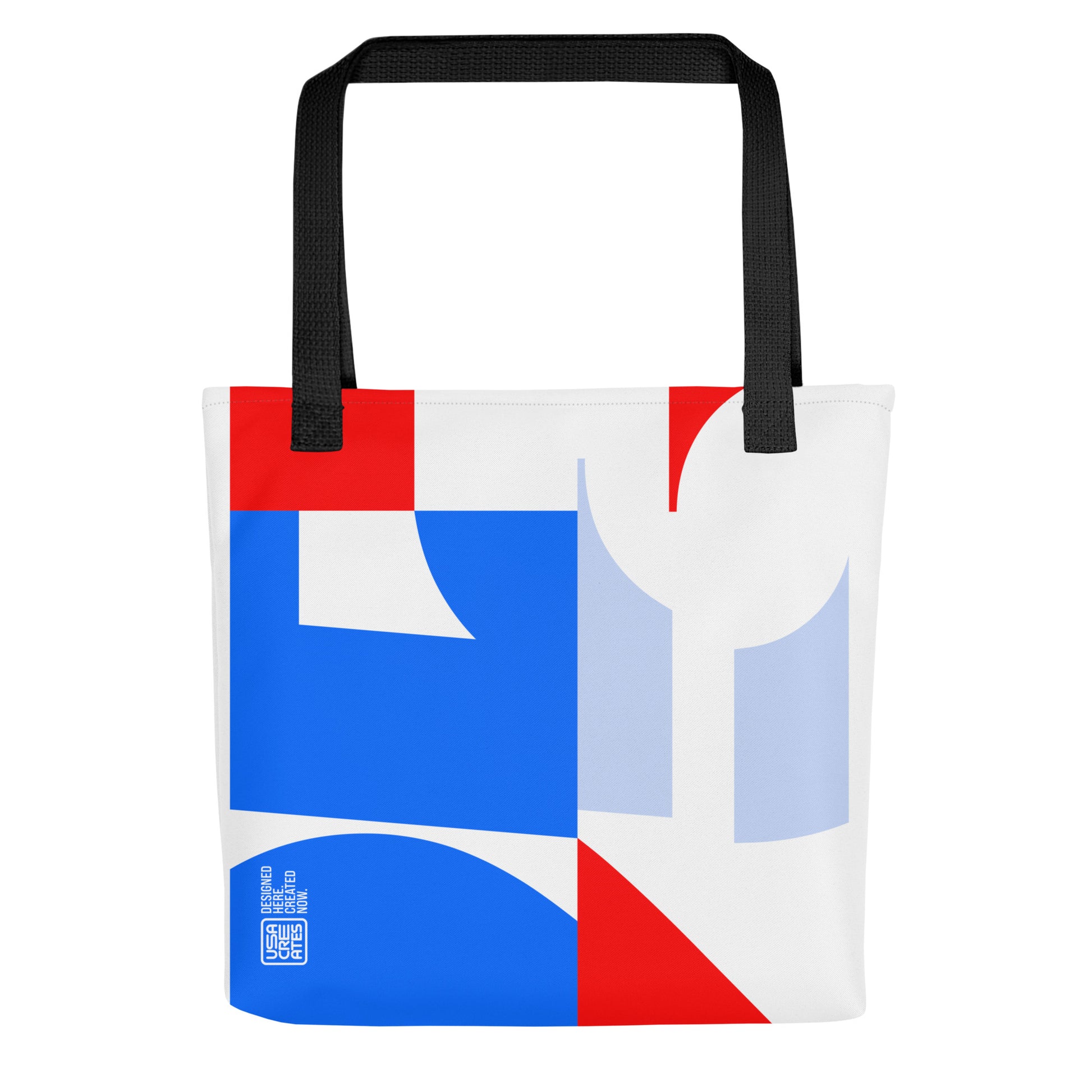 USA CREATES 250 Icon Tote, black front view with full-surface 250 artwork