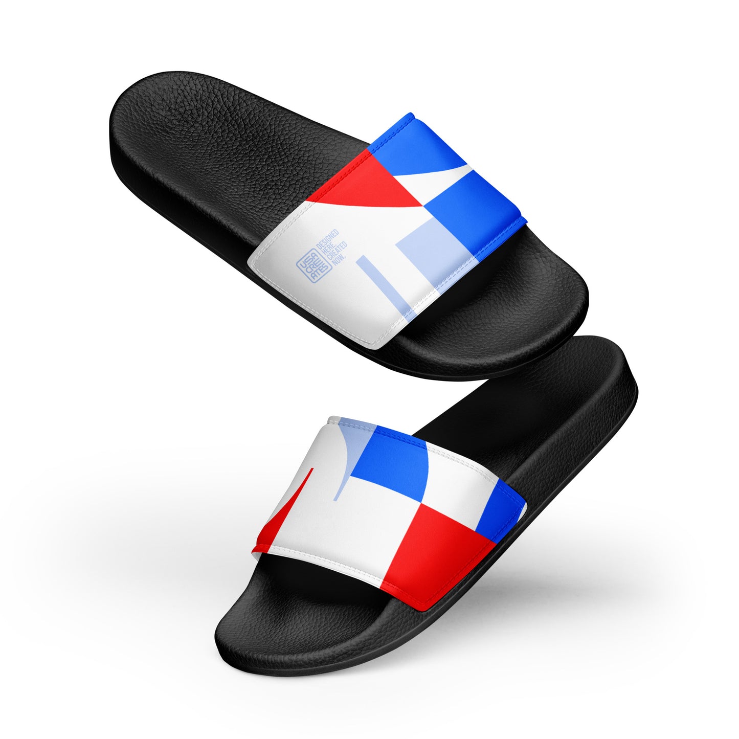 USA CREATES 250 Icon Women's Slides RWB, second black front view