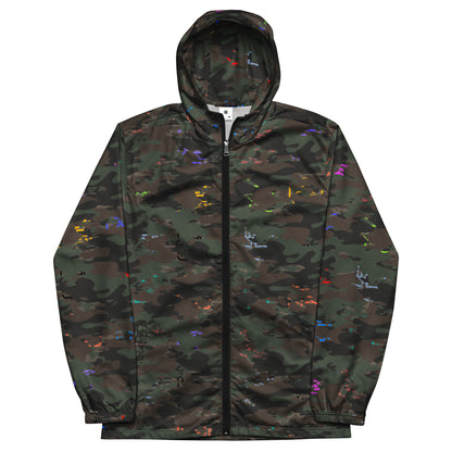 USA CREATES Camo Bit Color Breaker Windbreaker, front view with camo pattern and subtle color accents