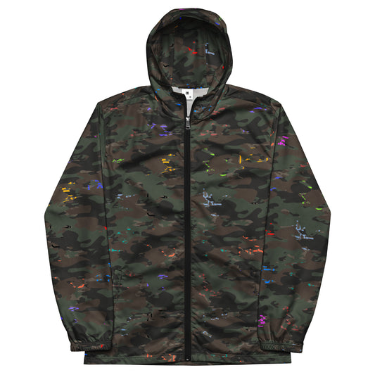 USA CREATES Camo Bit Color Breaker Windbreaker, front view with camo pattern and subtle color accents