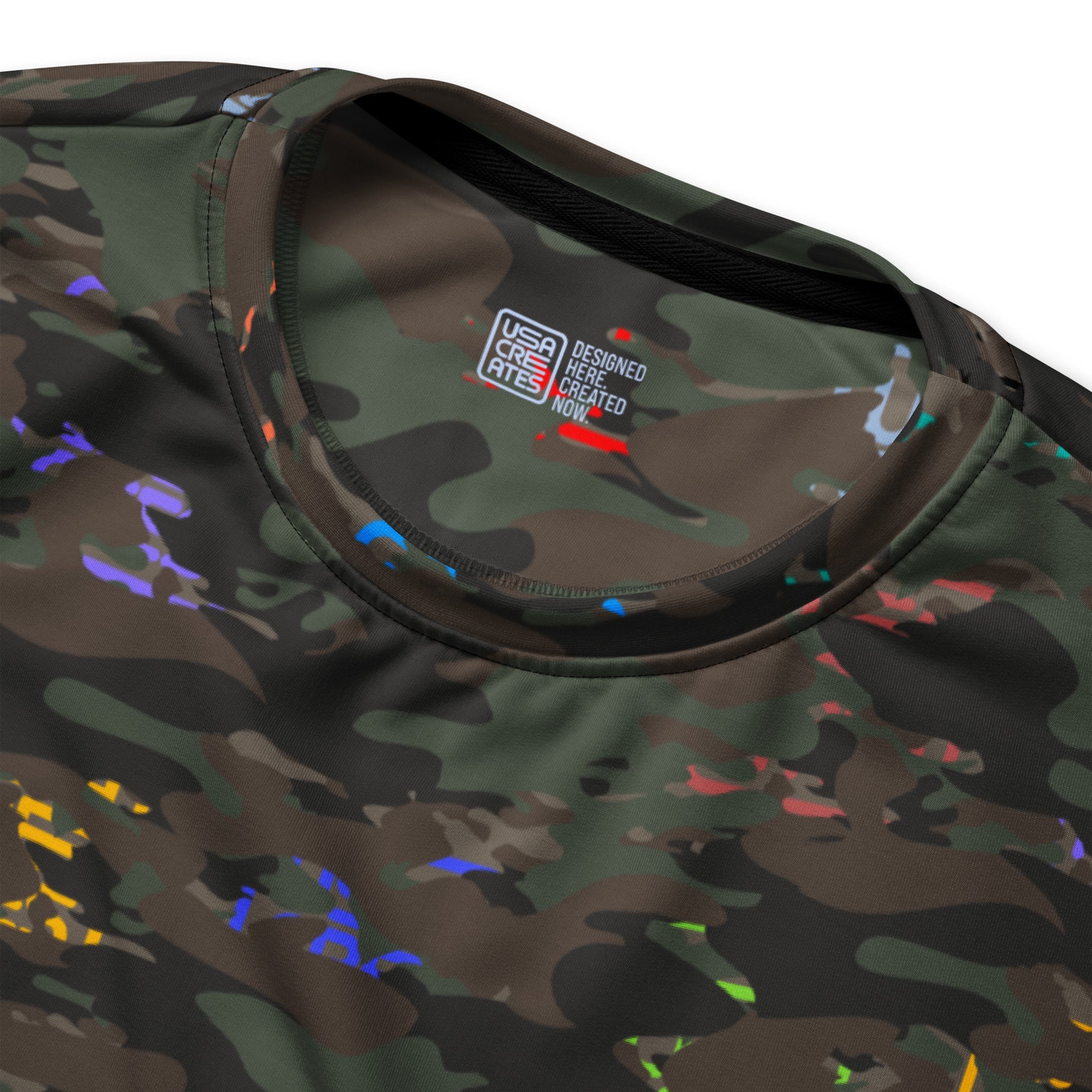 USA CREATES Camo Bit Color Sweatshirt front design detail