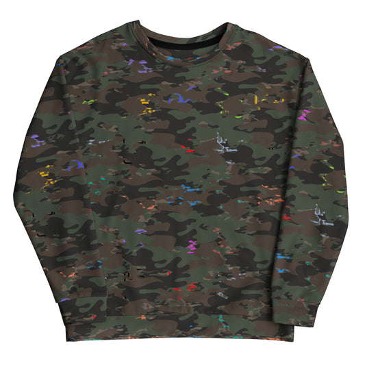 USA CREATES Camo Bit Color Sweatshirt, front view with bit-color camo pattern