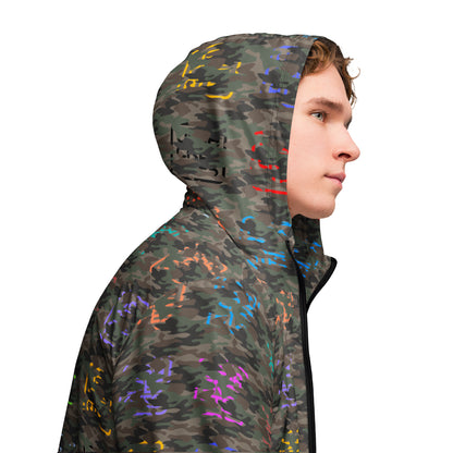 USA CREATES Camo Color Breaker Windbreaker, hooded side view with color camo pattern