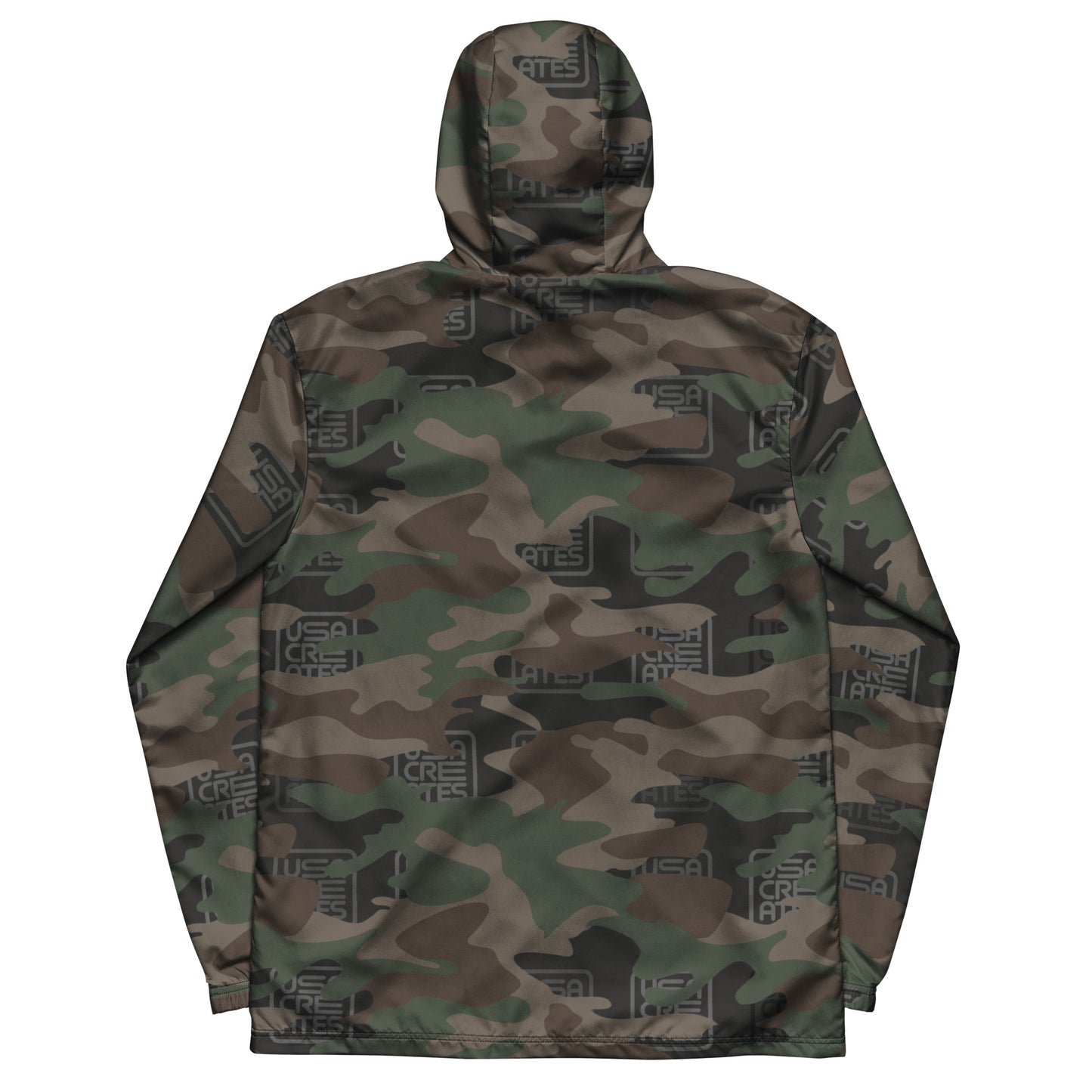 USA CREATES Camo Signature Breaker Windbreaker, back view showing full tonal camo design