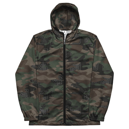 USA CREATES Camo Signature Breaker Windbreaker, front view with tonal camo design and USA CREATES fused into the pattern