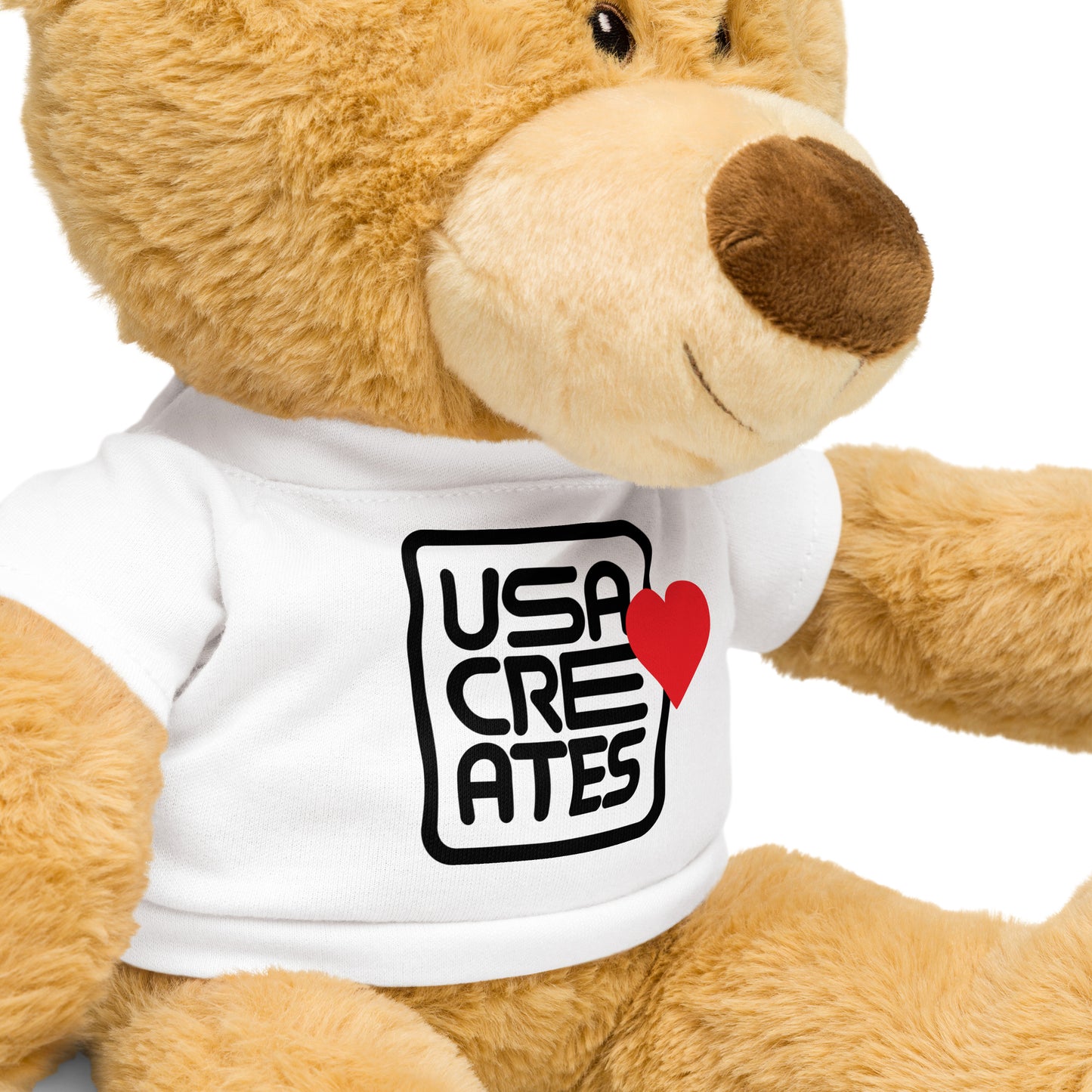 USA CREATES Love Bear, white USA CREATES heart tee detail