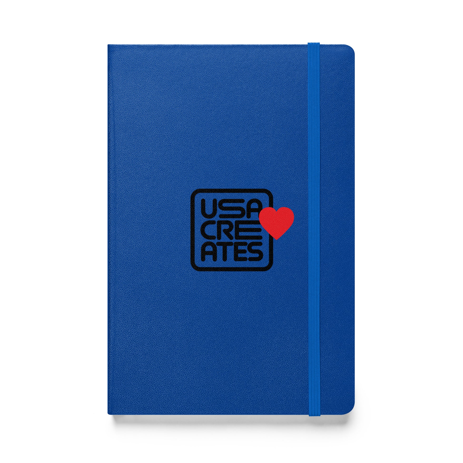 USA CREATES Love Notebook, blue front view with USA CREATES heart mark