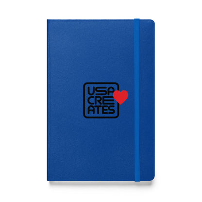 USA CREATES Love Notebook, blue front view with USA CREATES heart mark
