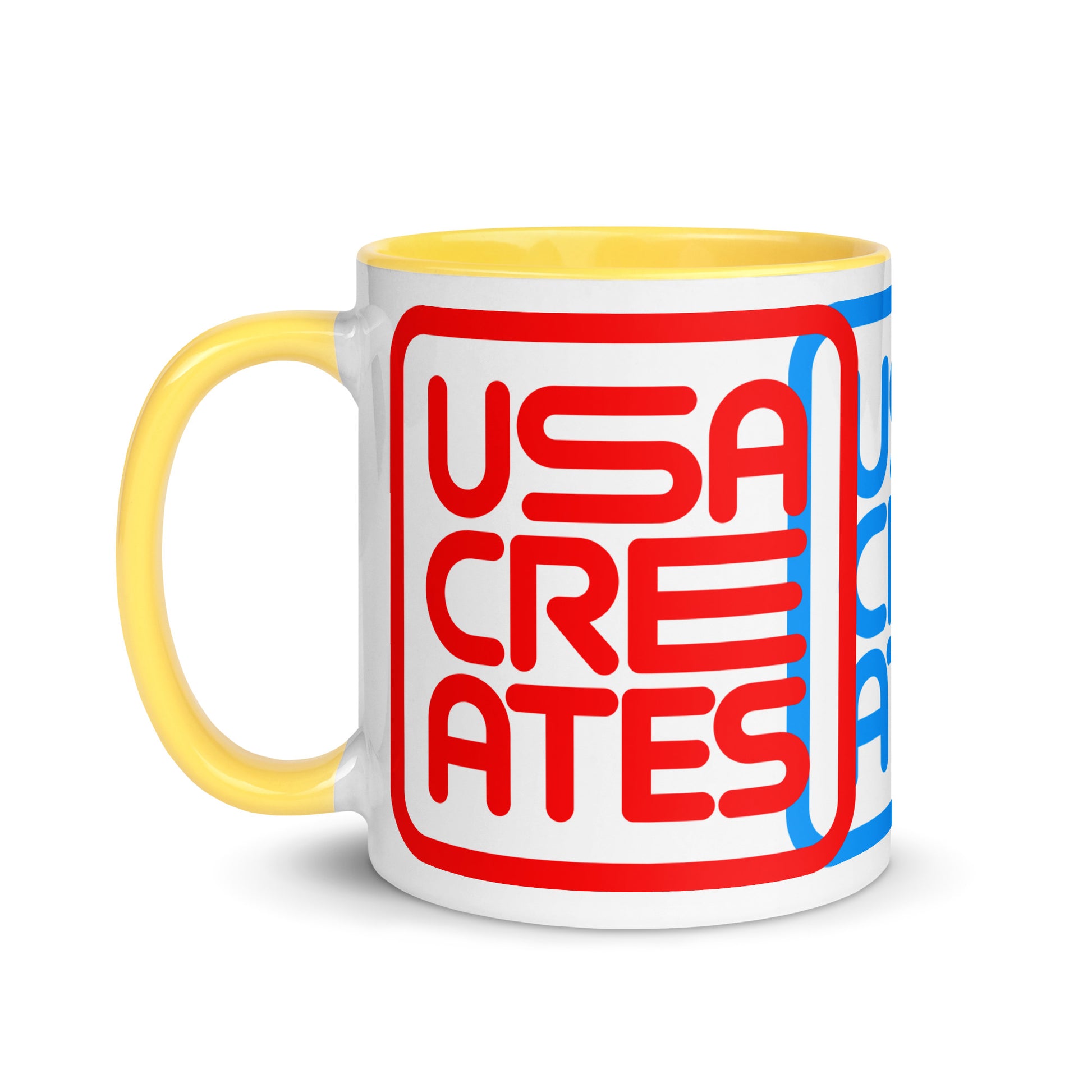 USA CREATES Primary Mug Day & Night, yellow interior 11 oz left-facing view