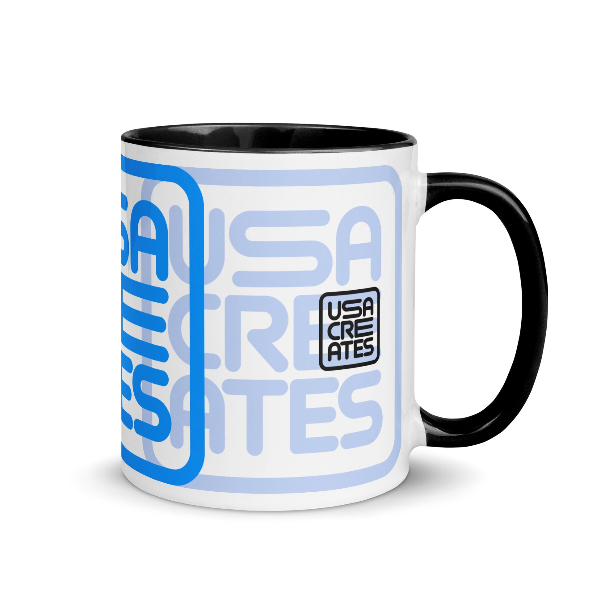 USA CREATES Primary Mug Day & Night, black interior 11 oz right-facing view