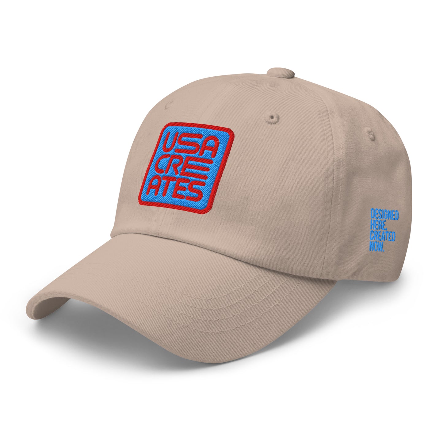 USA CREATES Signature Blue Base Cap, stone left side view