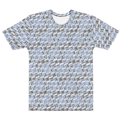 USA CREATES Signature Crew Tee Men's, white front view with USA CREATES logo optical pattern