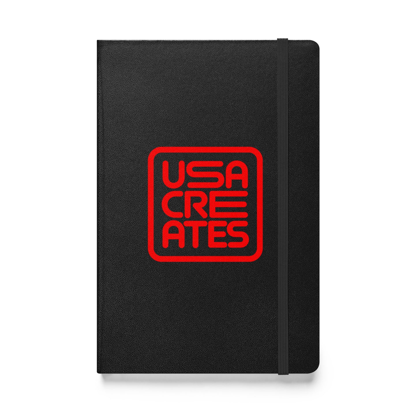 USA CREATES Signature Notebook, black front view with USA CREATES mark