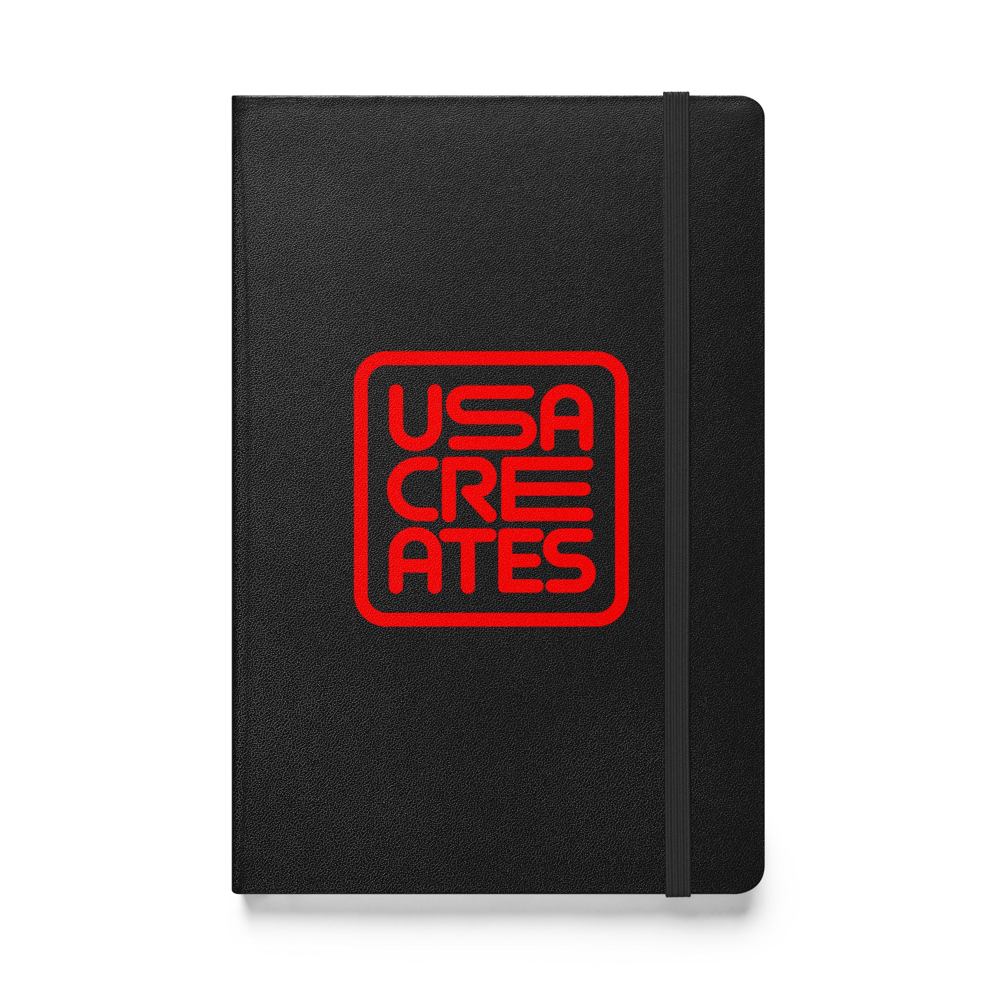 USA CREATES Signature Notebook, black front view with USA CREATES mark