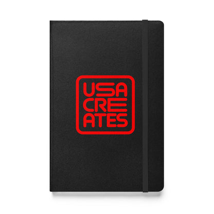 USA CREATES Signature Notebook, black front view with USA CREATES mark