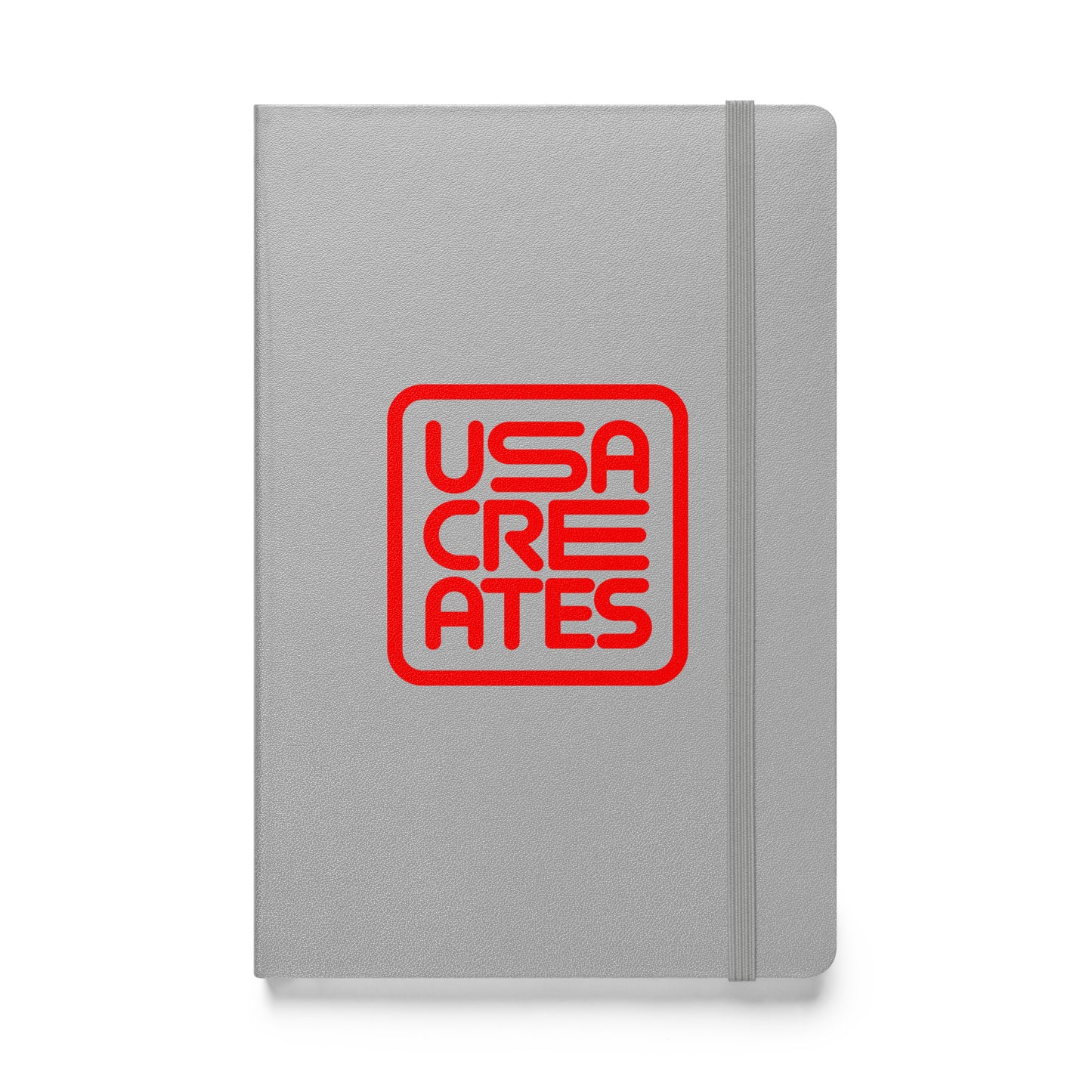 USA CREATES Signature Notebook, silver front view with USA CREATES mark