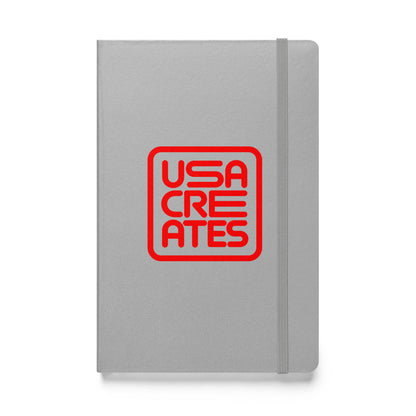 USA CREATES Signature Notebook, silver front view with USA CREATES mark