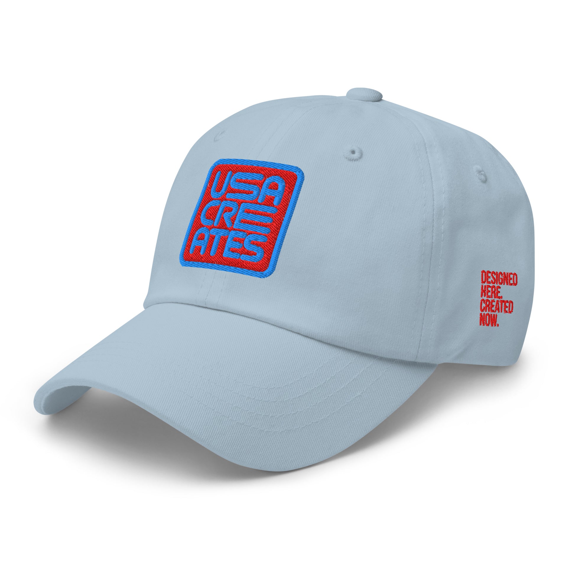 USA CREATES Signature Red Base Cap, light blue left side view