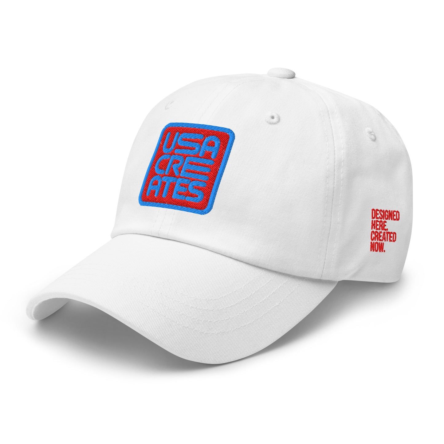 USA CREATES Signature Red Base Cap, white left side view