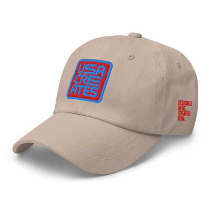 USA CREATES Signature Red Base Cap, stone left side view
