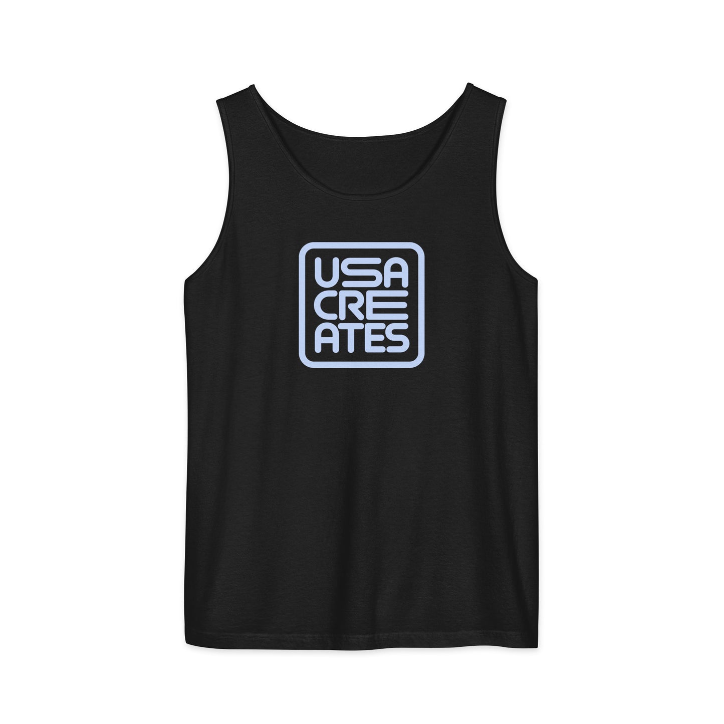USA CREATES Signature Tank Gray, black front view with gray USA CREATES mark